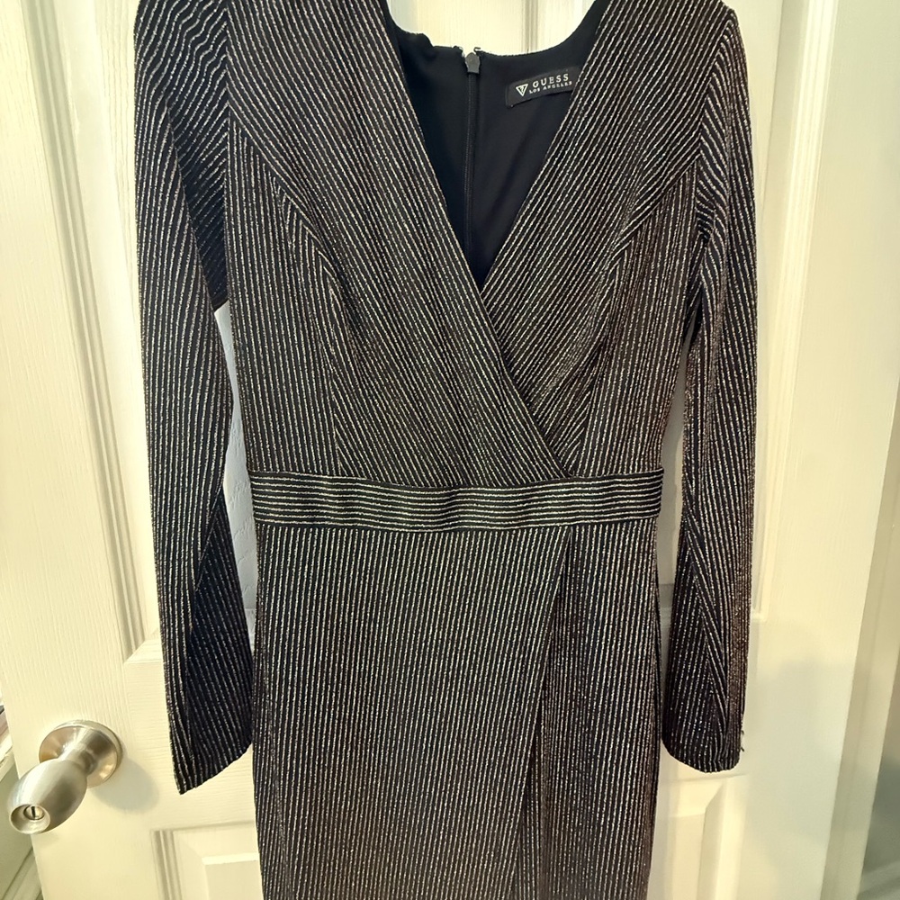 Guess Women's Dress with Black and Silver Stripes